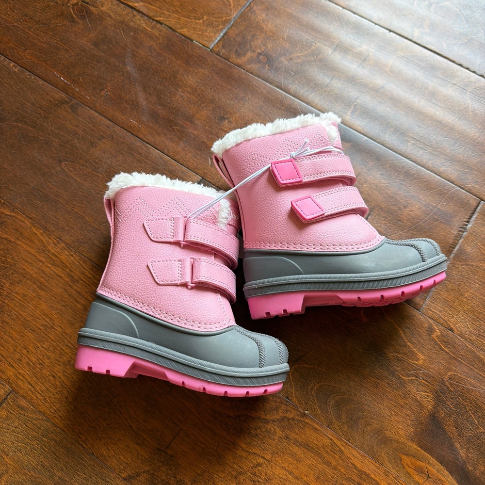 Cat & Jack Denver Pink Waterproof Snow Boots Faux Fur Trim Toddler Size 6 NEW
